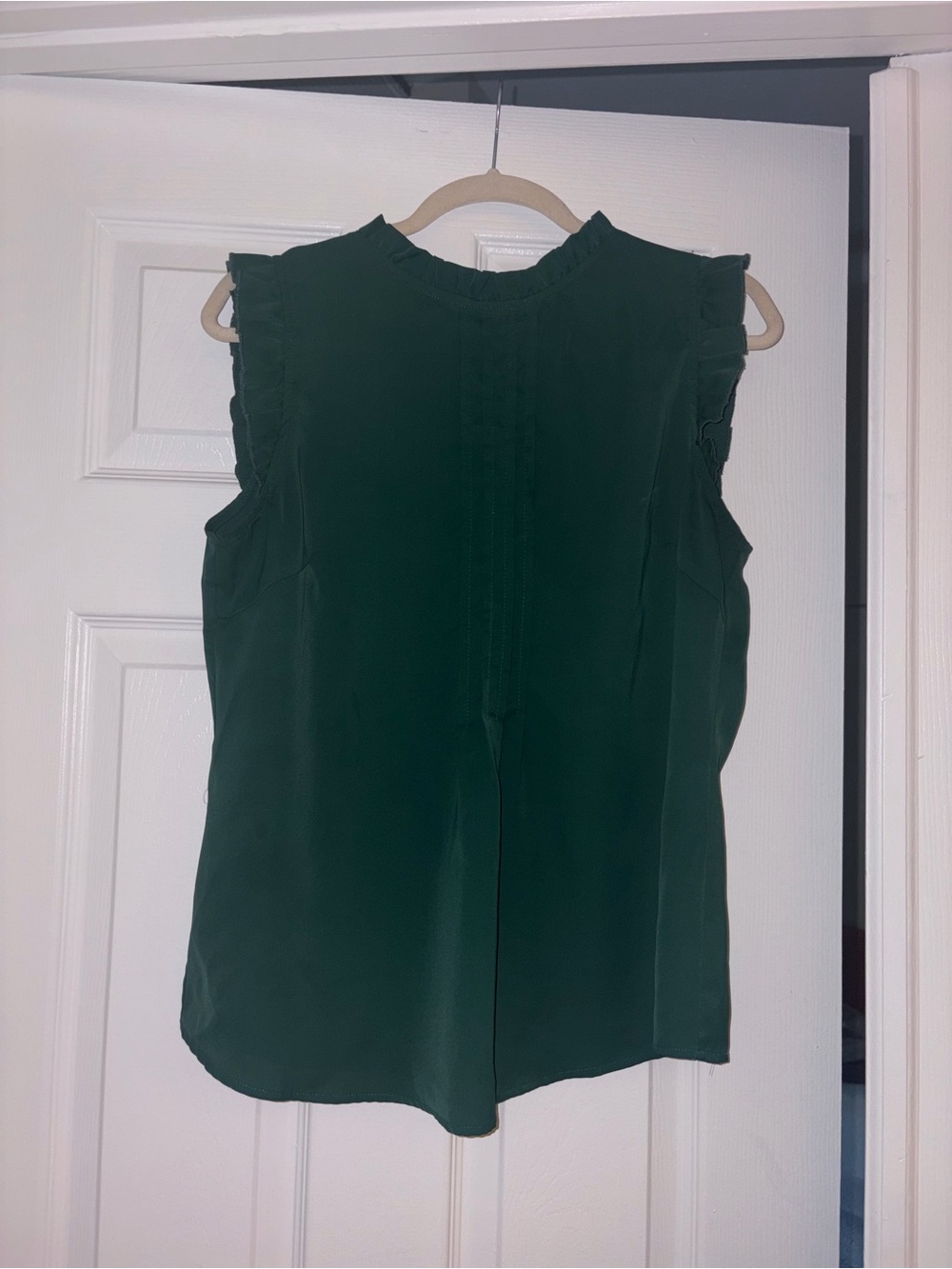 Allegra K Dark Green Ruffle-Trim Sleeveless Camisole